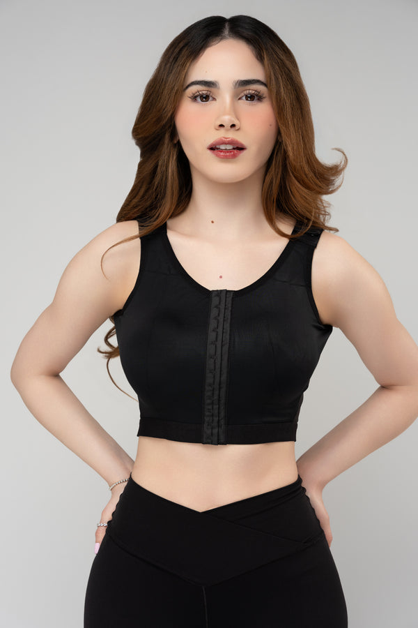 Black — photo 1 · Front-Closure Compression Recovery Bra