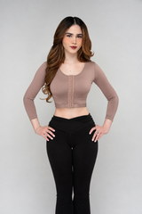 Cocoa — front 1 · Support Bra with Sleeves & Posture Alignment