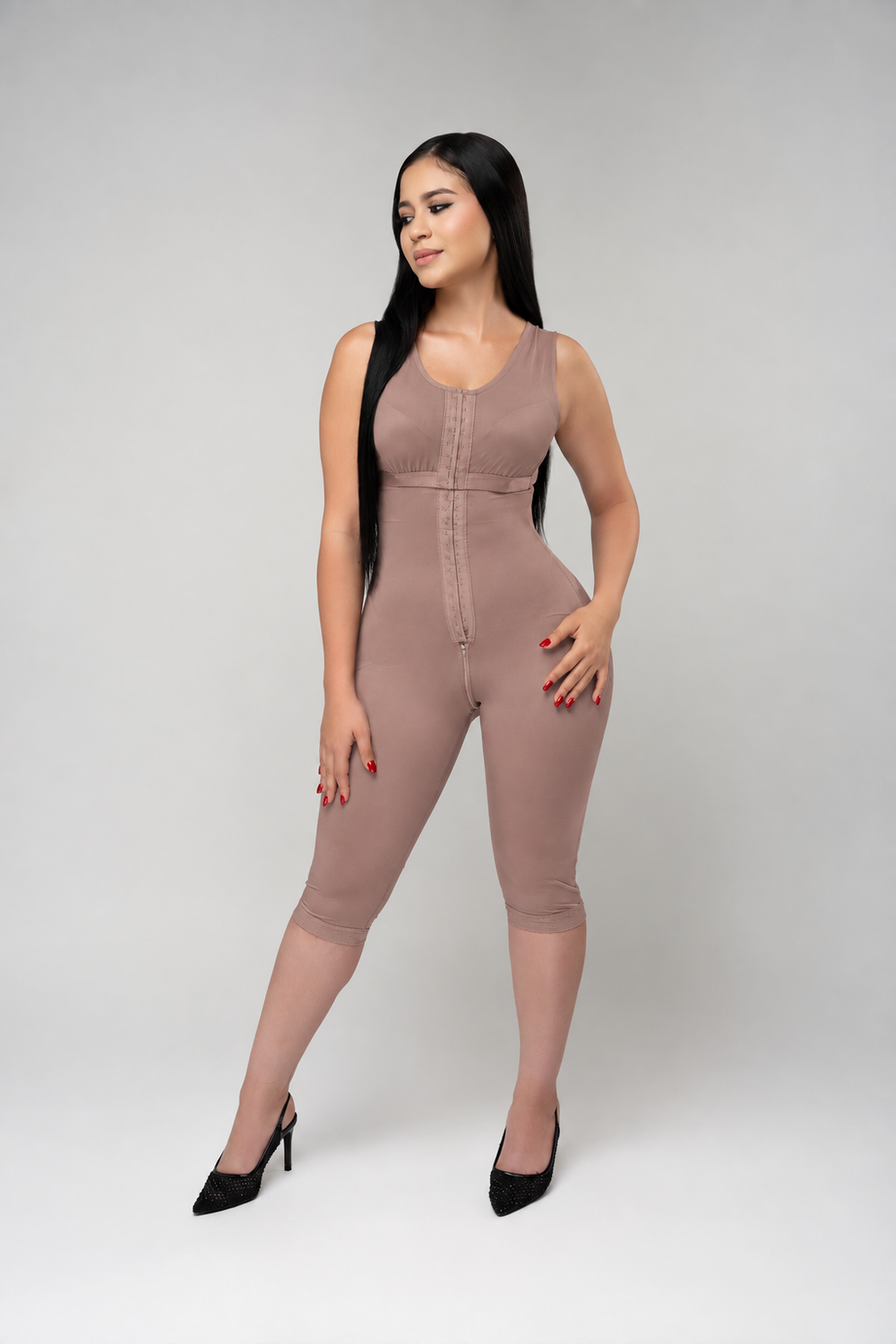 Cocoa — front · Sleeveless Full Bust Coverage Bodysuit