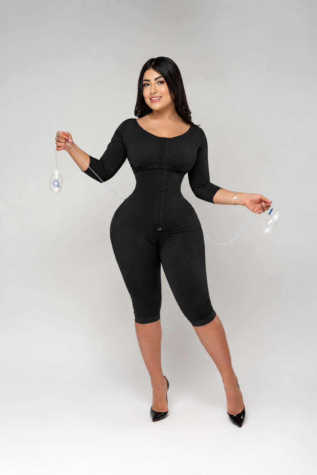 Bodysuit with Drain Openings in Black