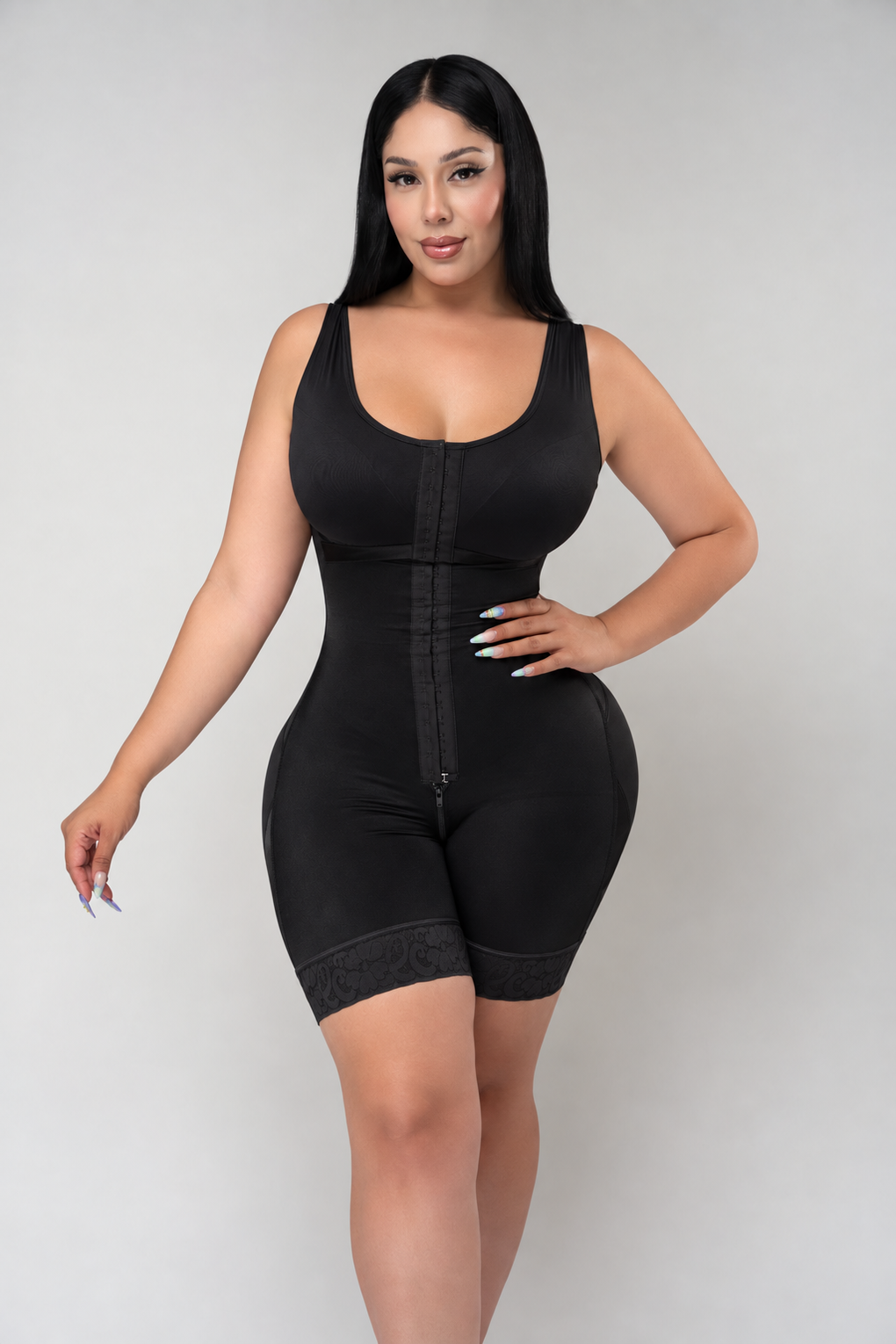 Sleeveless Full Bust Coverage Bodysuit in Black