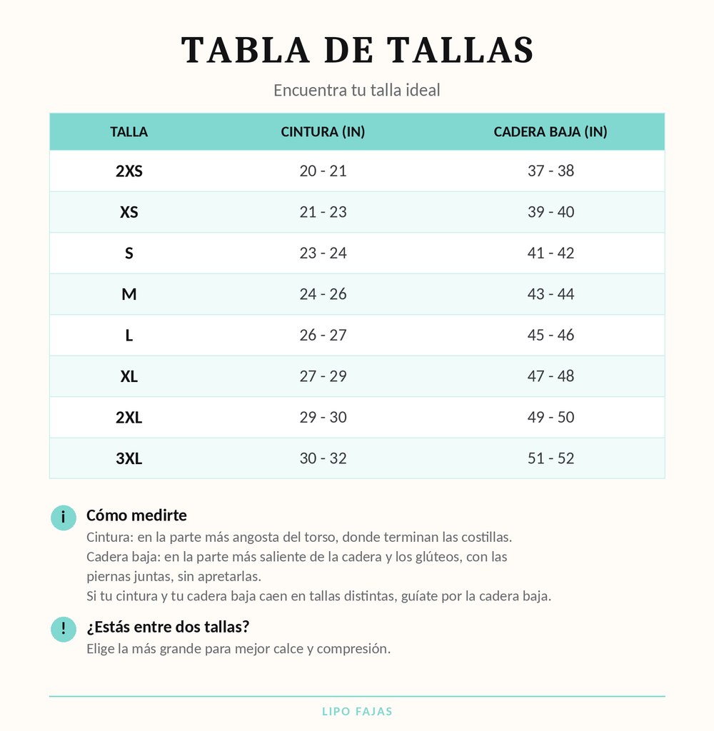 Size chart ES