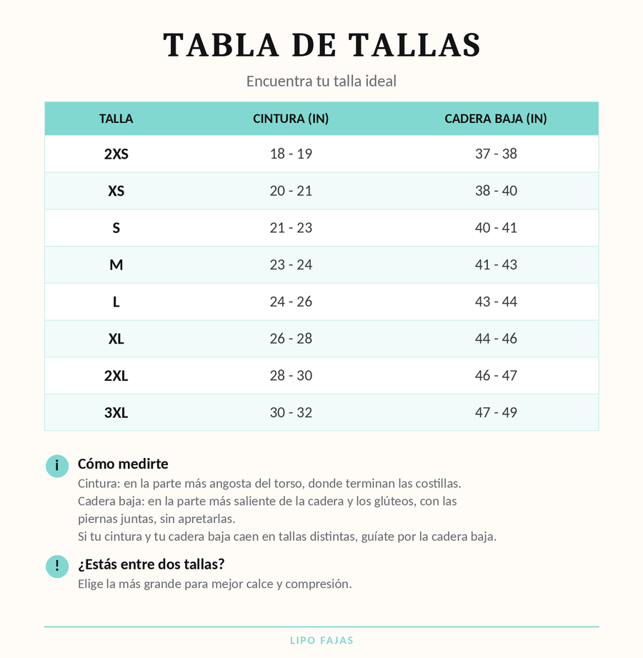 Guía de tallas y ajuste