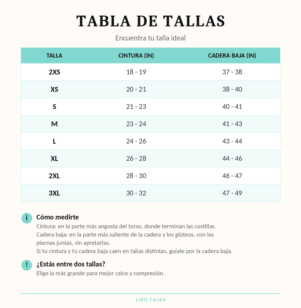 Size chart ES